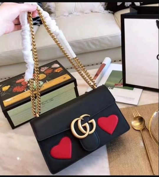 

new brands fashion women bags fashion women handbag chain shoulder gucci bag heart pattern size 26cm zxc059