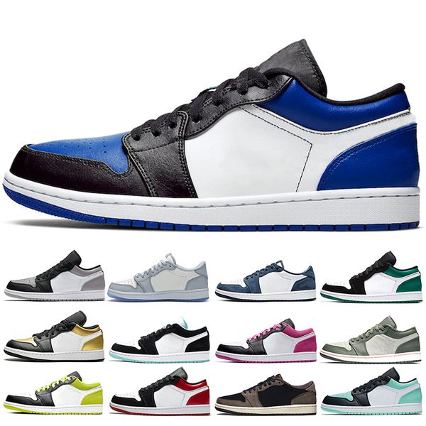 

jumpman 1 men women basketball shoes 1s low mens trainers dio military themed mystic green midnight navy royal sports sneaker size 36-46