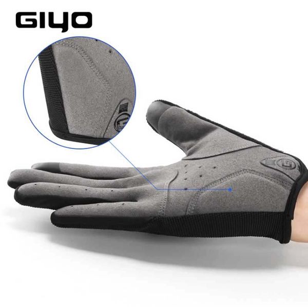 

giyo cycling full finger gloves touch screen anti-slip bicycle fabric ing, Black