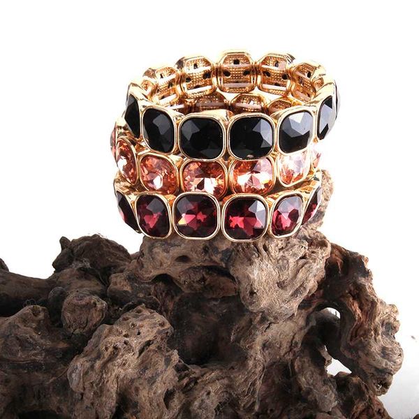 

beaded, strands md fashion women armbander summer multicolor crystal bracelets for jewelry gift, Black