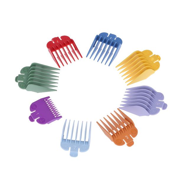 8 Sizes Colorful Hair Clipper Limit Comb Guide Attachment Set For Electric Hair Clipper Shaver Haircut Accessory W5914 Beauty Salon Tools Salon Tools