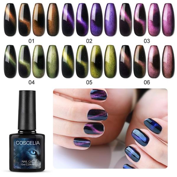 

coscelia 5d cat eye nail gel magnetic soak off uv led gel varnish for nail art all for manicure tool black base needed, Red;pink