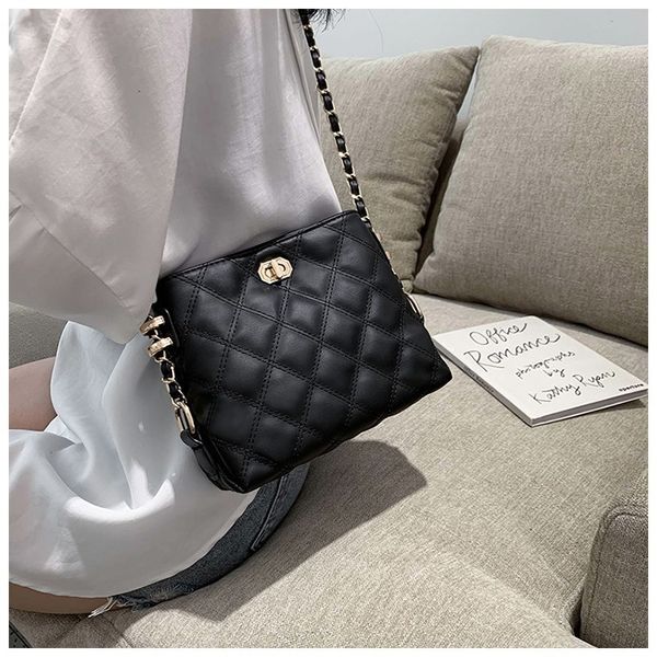

genuine leather 2019 small ck woman package senior feel bucket package messenger lattice chain package tide handbags luxury bag