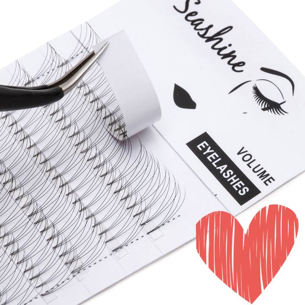 

seashine russia volume lashes short stem premade fans heat bonded volume lashes eyelashes extension ing