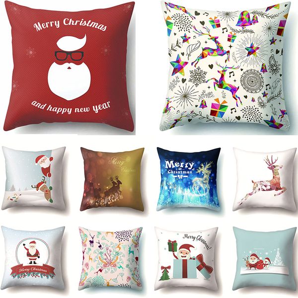 

riancy merry christmas deer cushion cover polyester decorative cushions for sofa happy new year home decor 45*45cm 40543-1
