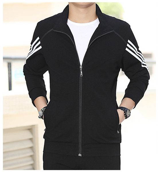 

men hoodies 2019 summer fashion lapel neck cardigan zipper breathable wear-resisting soft striped nylon size -5xl, Black