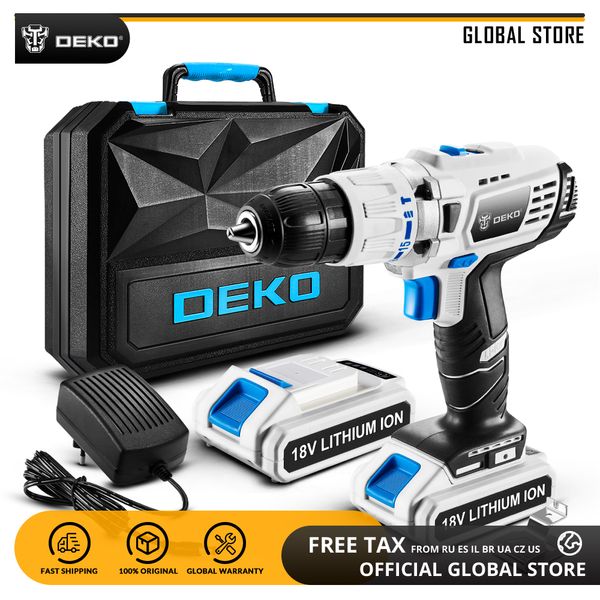 

deko gcd18du3 18v impact electric screwdriver lithium-ion battery cordless drill variable speed mini power driver with led light