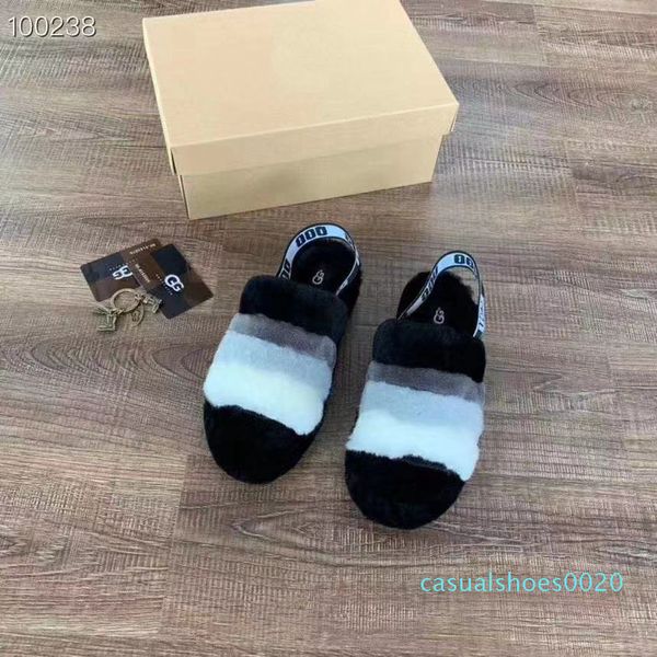 

women furry slippers australia yeah slide designercasual shoes boots furry luxury designer women sandals fur slides slippers 35-40 c20, Black