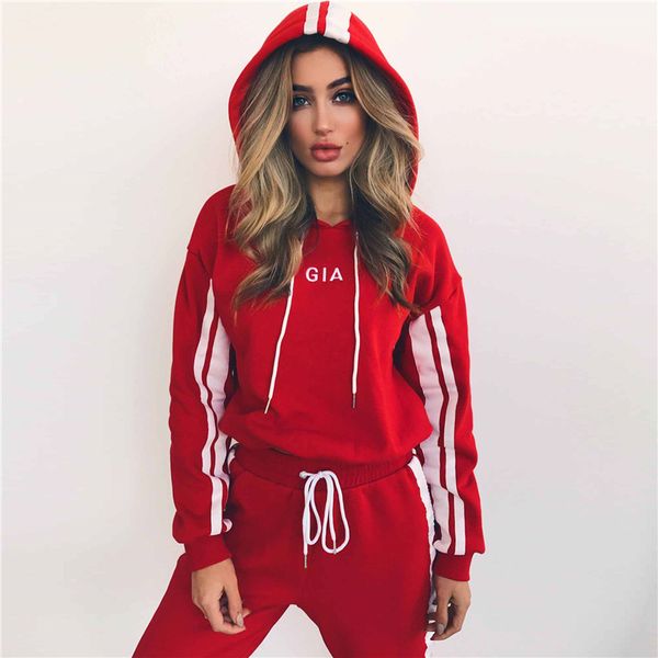 

fashion womens luxury tracksuits print designer long sleeve two-piece suit casual letter striped sportswear loose style s-xl wholesale-lc1, Gray