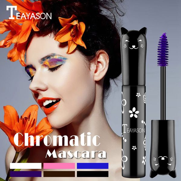

color mascara waterproof fast dry eyelashes curling lengthening makeup eye lashes blue purple black pink ink mascara