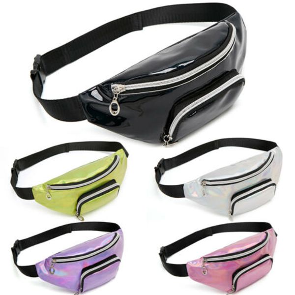 

women shiny waist fanny bag belt pack chest bag shoulder small belt money purse waist packs bumbag