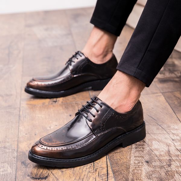 

new arrival men fashion wedding party wear soft leather shoes lace up breathable oxford shoe male sneakers mocassin homme sapato, Black