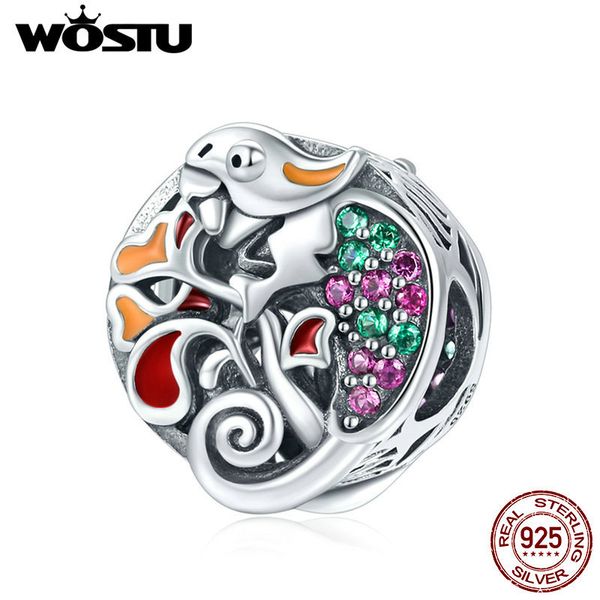 

wostu 100% 925 стерлингового серебра животных ящерица эмаль бисер charm fit оригинальный браслет подвеска fine jewelry роскошный подарок cqc, Blue;slivery