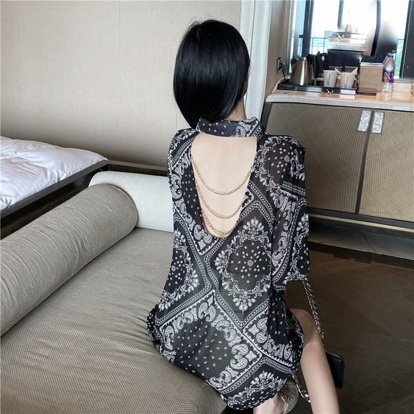 

backless womens autumn 2020 new fashion korean-style loose all-match careful machine design long-sleeved shirt, White