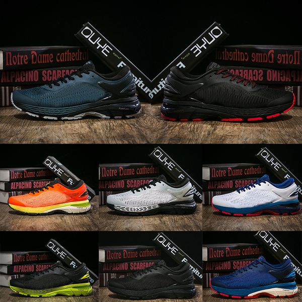 

GEL-KAYANO 25 Vintage Running Shoes 2019 Air Designer Sneakers For Mens Trainers Navy Blue Fashion Orange Man Male Sports Shoes 40-45