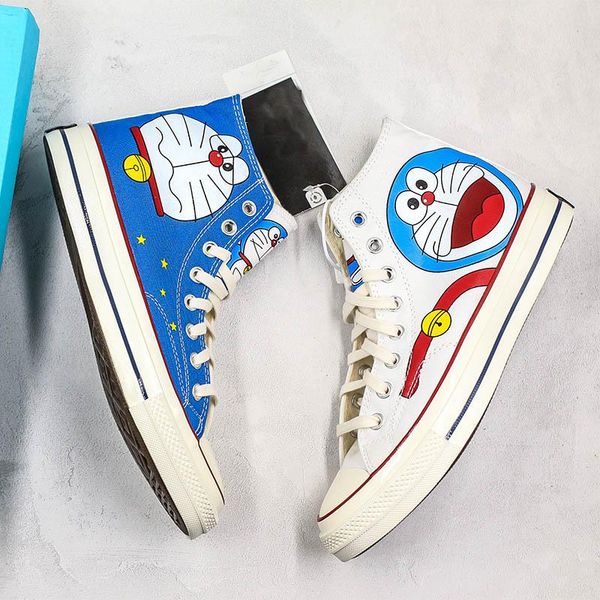 

2019 taylor стар chuck 70 doraemon холст обувь граффити high половину размер originals классические скейтборд кроссовки мужские женские, White;red