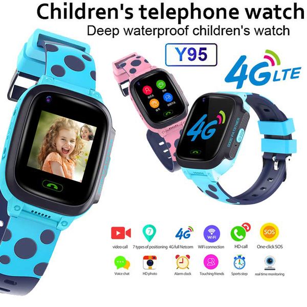 

4g kids smart watch ip67 warerproof smartwatch gps wifi tracker camera video call watch baby watch smartwatch y95 pk a36e k22, Slivery;brown