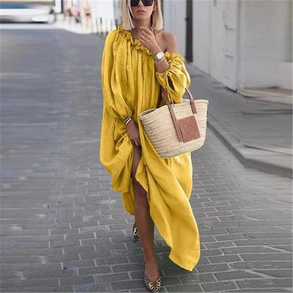 

graceful womens casual dresses fashion slash neck solid color womens long dresses casual designer females clothing, Black;gray