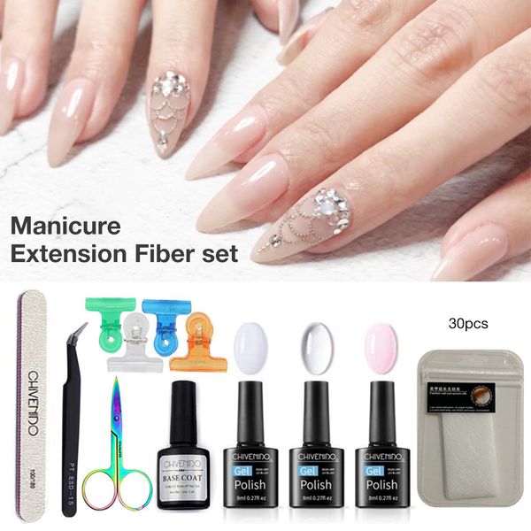 

2019 professional fiberglass nail kit fiber nails extension for nail building extension manicure set gel for art tool