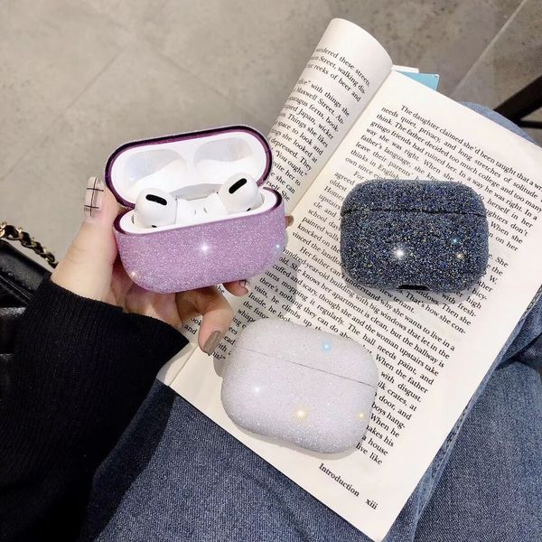

protective case for airpods pro luxury flash diamond bluetooth headset cover for apple 1/2 fashion plastic storage box 5 colors wholesale