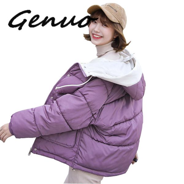 

genuo new 2019 winter jacket women down hooded students' short-style down clothes girls'winter cotton-padded coats big size, Tan;black