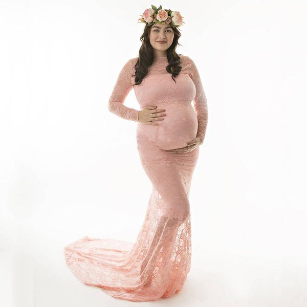 

vetement femme 2020 женщины беременной одежды для беременного платья фотографии реквизит кружево с длинным рукавом для беременного твердого, White