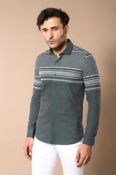 

green board pattern мужская рубашка мужской unimart магазин | wessi, White;black