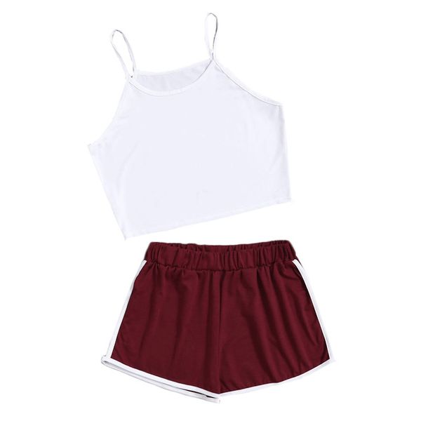 

Summer Twopiece Set Crop Cami Top with Contrast Trim Shorts Striped Multicolor Twopiece Casaul Tracksuit for Women