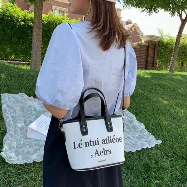 

new trend women's hand bag instagram versatile canvas cross-body bag summer fashion bucket women girls handbag