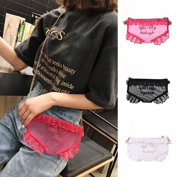 

clear jelly underpants lace shape crossbody bags for women fsashion letter printing ladies purse shoulder messenger bags #5$