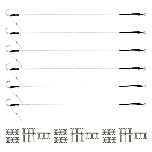 

6 pieces hair fishing rigs braided carp high carbon steel hooks size 9#/10#/12# swivels boilies rigs