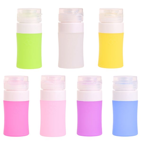 

portable silicone refillable bottles traveler lotion shampoo press bottle 6 colors 38ml