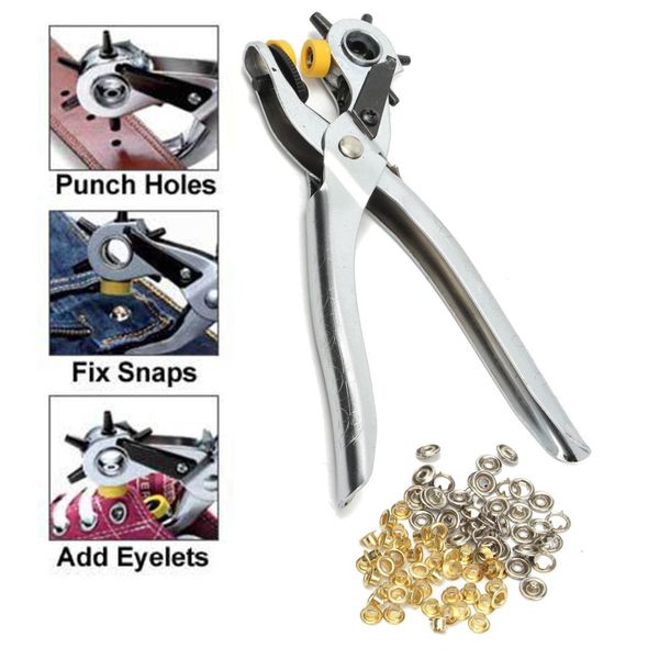 

wholesale revolving heavy revolving leather belt holes punch hand pliers tool eyelets 6 sized 4.5mm,4mm,3.5mm,3mm,2.5mm