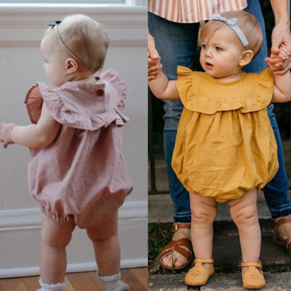 

summer newborn baby girl boy princess ruffled jumpsuit short sleeve bodysuit clothes girls outfits summer, Blue