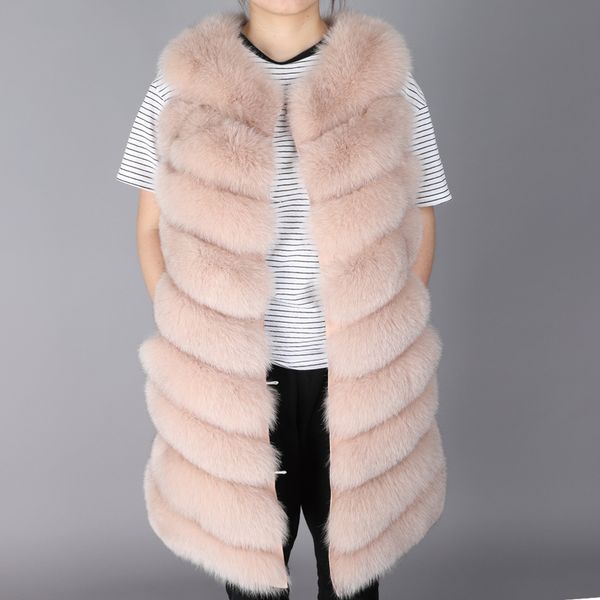 

women's fur & faux maomaokong fashion coat long clothing vest sleeveless length 88cm natural warm street wear, Black