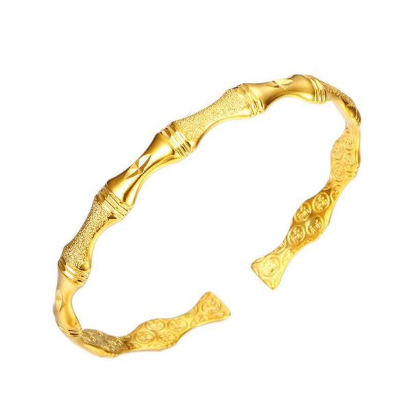 

mxgxfam 24 k pure gold color bamboo knot bangles and bracelets for women fashion jewelry nickel free, Black