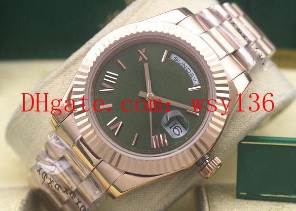 

3 color luxury day-date president 40mm 228239 18k rose gold bracelet movement automatic wrist watch men's casual watches, Slivery;brown