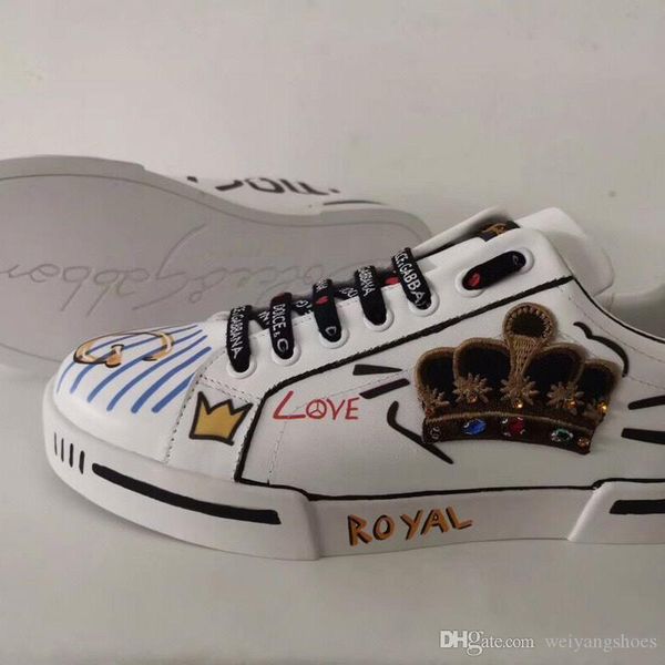 

роскошный британский алфавит граффити моды повседневный wild толстые белые туфли женские кожаные 2019 новая пара мужская обувь flat