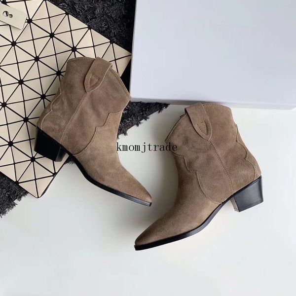 

original box isabel new release marant dewina ankle boots suede cuban heel woman designer shoes pull-on pull-tabs booties, Red;white