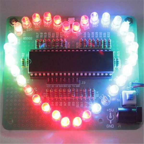 Freeshipping 5 pcs DIY Kit Eletrônico Coração Forma Colorida LED Módulo Amor Água Luz STC89C52 Peças Componentes Design