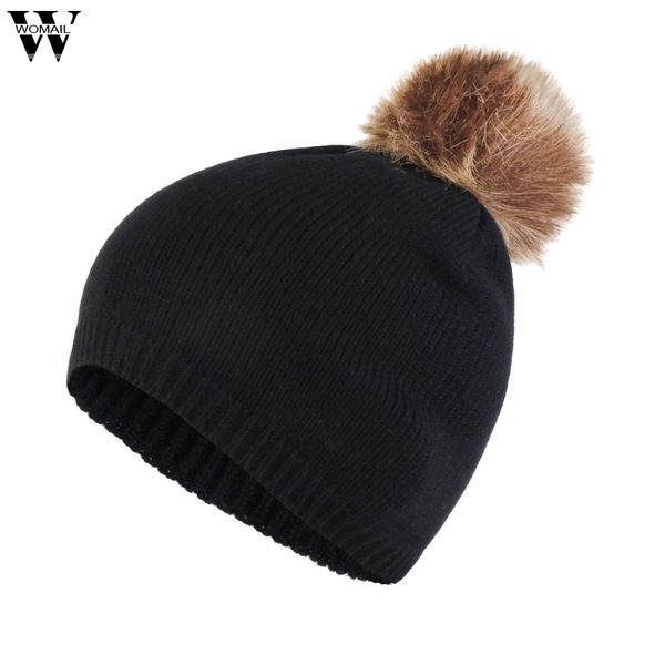 

hats 1pc women cap fashion women knitting wool hemming hat solid keep warm winter hairball cap hats 2018 dec12, Blue;gray