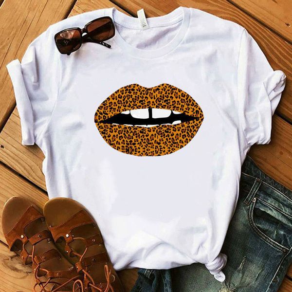 

2020 new lips printed womens designer tshirts cotton breathable plus size womens summer street style female clothing, White