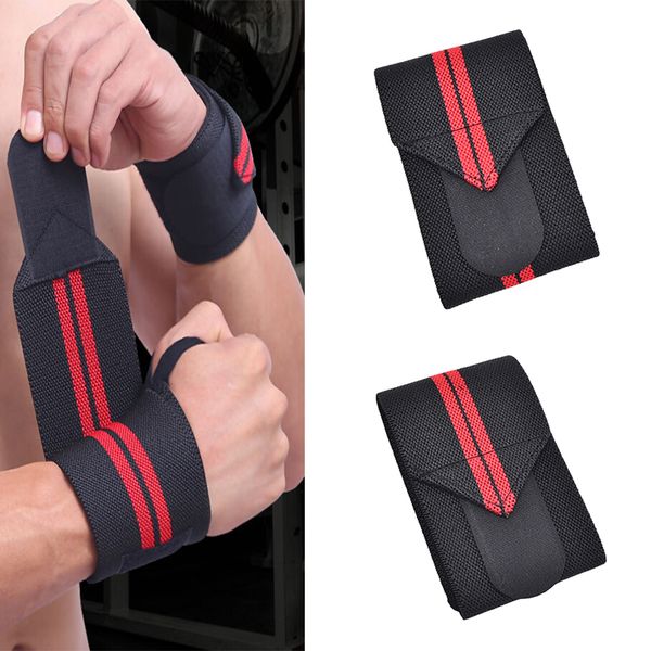 

2 pcs bicycle crossfit hand bands powerlifting sport wristband gym fitness dumbbell barbell weight lifting wrist wrap support, Black;red
