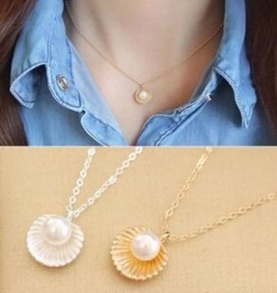 

bk 2016 new fashion simulated pearl jewelry christmas gift shell statement necklace for women n71 n72, Silver