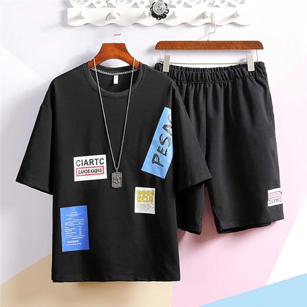 

2020 new arrival designer men's tracksuits fashion summer mens t-shirts + shorts brand men casual sport tracksuit size s-3xl, Gray