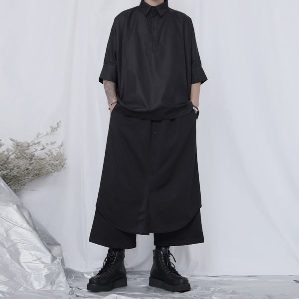 

fashion 2020 men pants punk joggers loose solid color personality skirts trousers men streetwear casual irregular pants incerun, Black