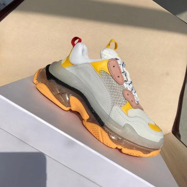 

r shoe neon green triple s sneaker for women mens luxury grandpa trainer vintage dad shoe clear bubble bottom 12colors big size, Black