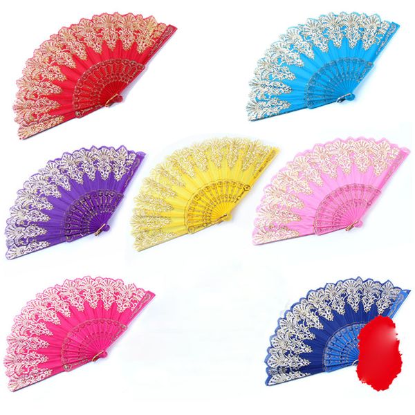 

spanish style rose flower design lace silk hand fan chinese craft folding fan