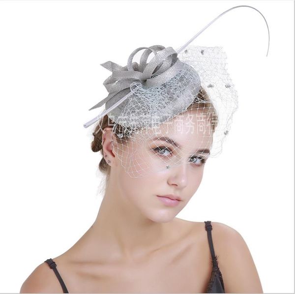 

new hemp yarn mesh headdress hairdress berramie yarn hat, Silver