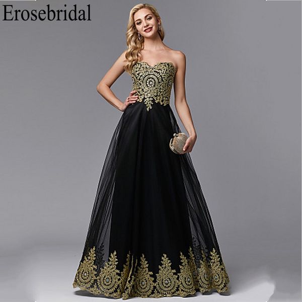 

erosebridal gold lace black evening dress women elegant women formal dresses evening zipper back elegant gowns robe soiree, White;black